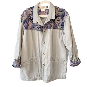 LL Bean Jacket Womens Large XL ? Aztec Country Western Vintage 90s Tapestry Coat